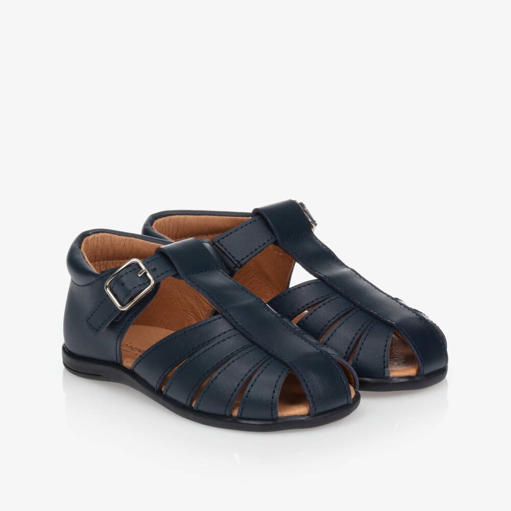 Children's Classics-Blue Leather Closed Toe Sandals | Childrensalon