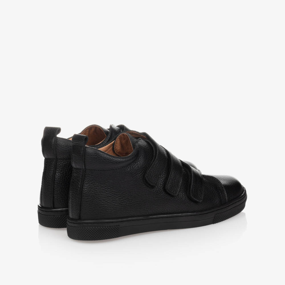 Children's Classics-Boys Black Leather High Top Trainers | Childrensalon