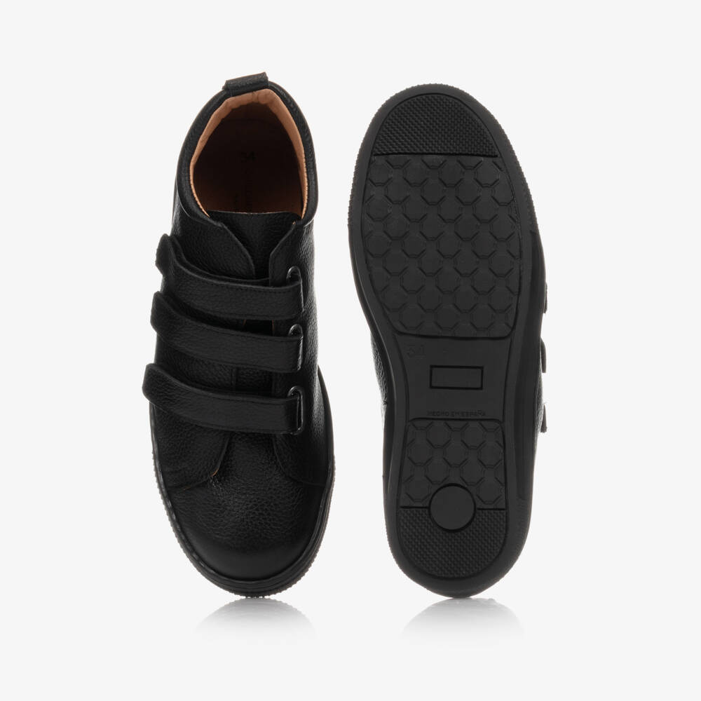 Children's Classics-Boys Black Leather High Top Trainers | Childrensalon