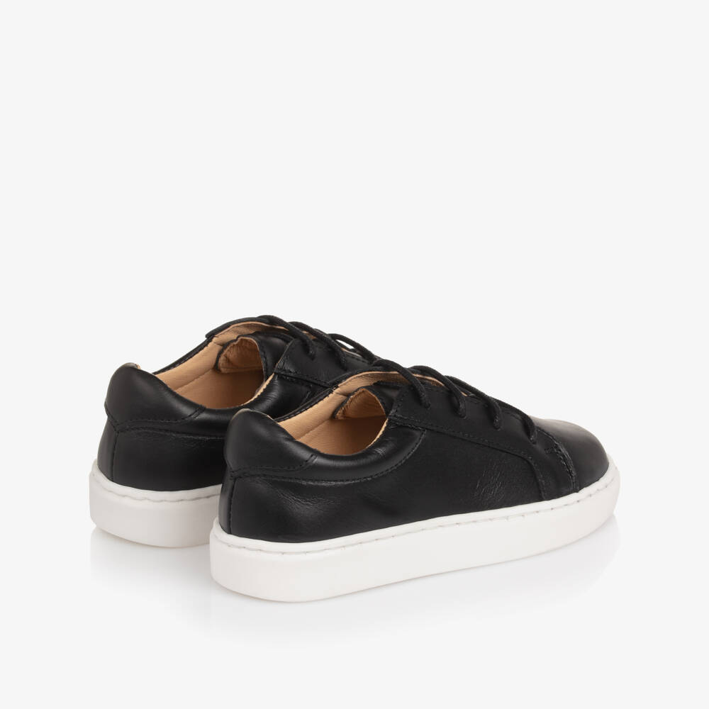 Children's Classics-Boys Black Leather Lace-Up Trainers | Childrensalon