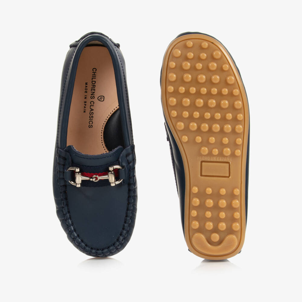 Children's Classics-Boys Blue Leather Moccasins | Childrensalon