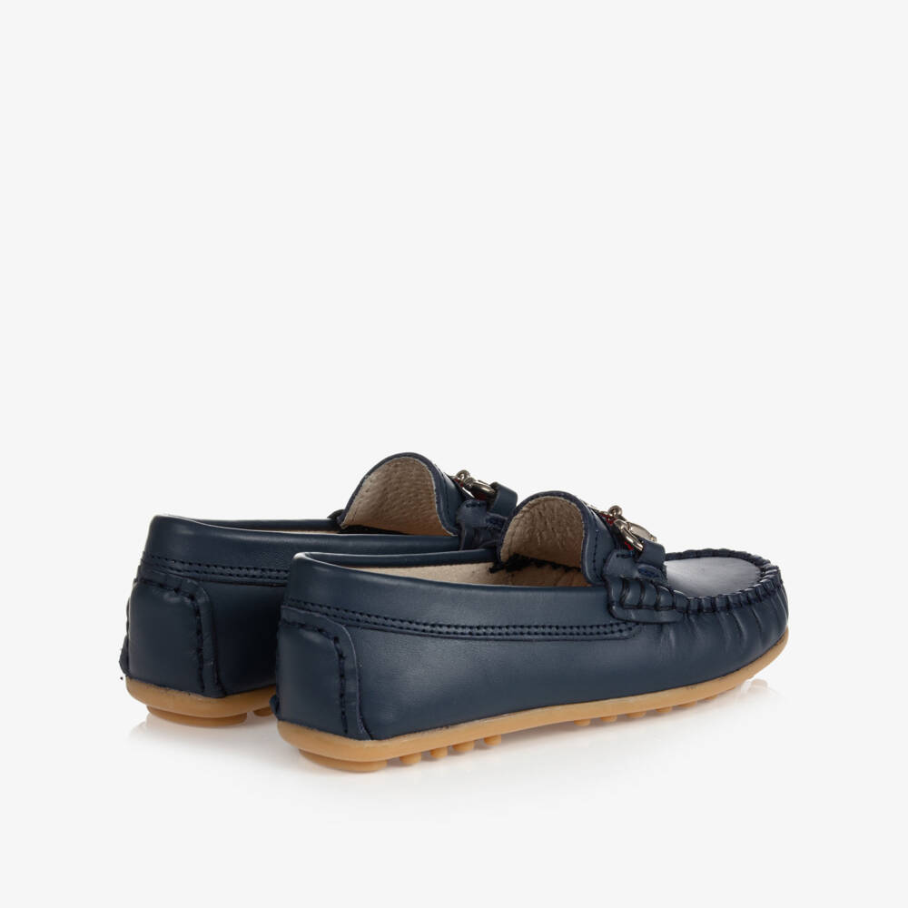Children's Classics-Boys Blue Leather Moccasins | Childrensalon