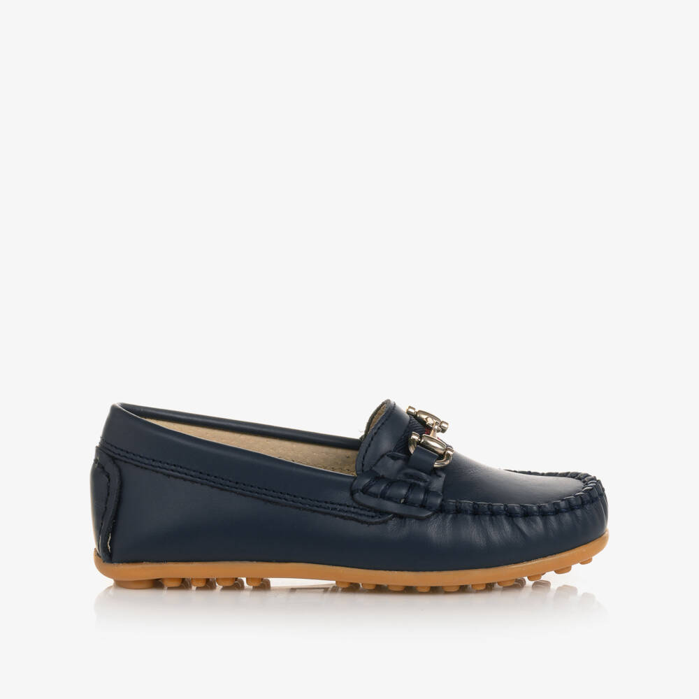 Children's Classics-Boys Blue Leather Moccasins | Childrensalon