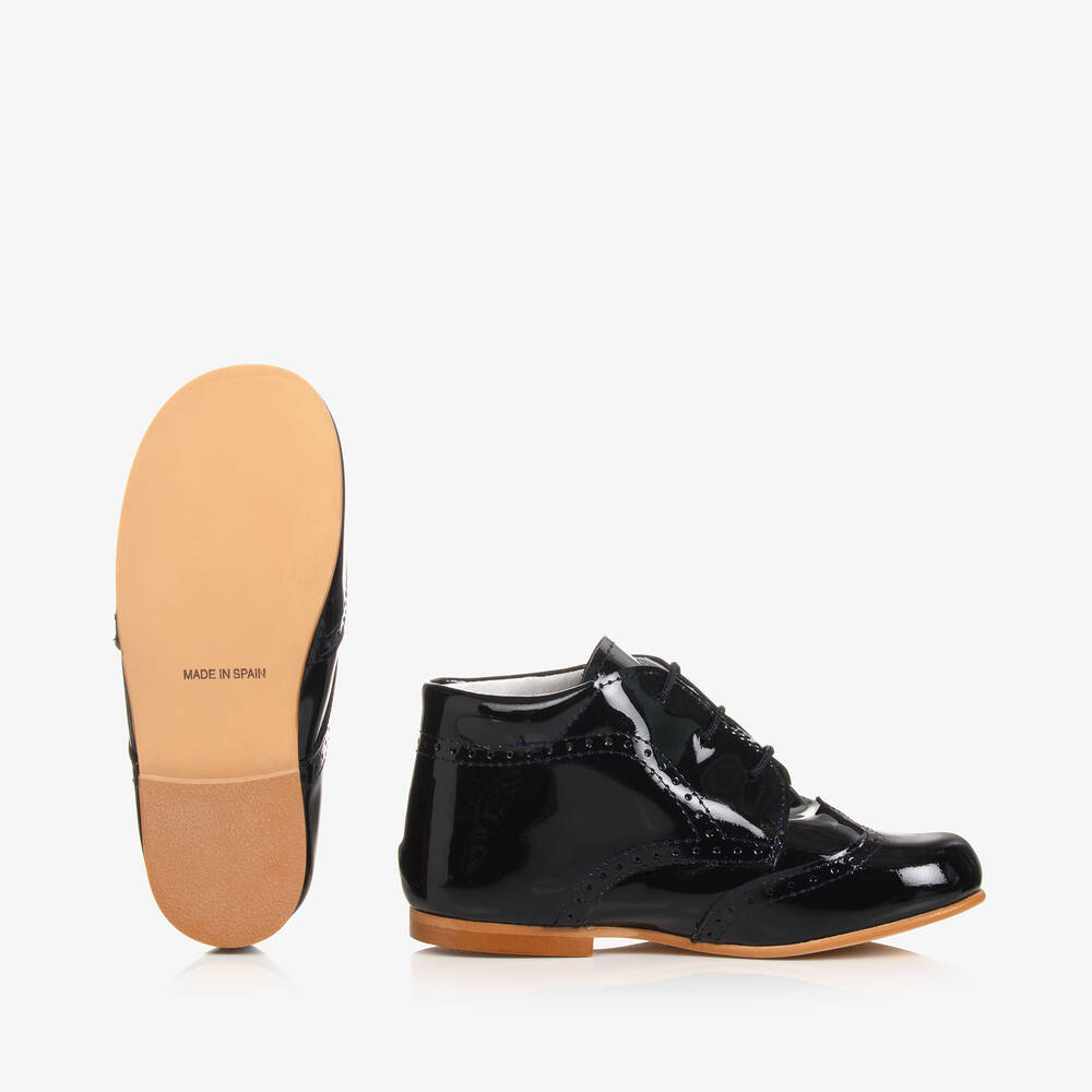 Children's Classics-Boys Blue Patent Brogue Shoes | Childrensalon