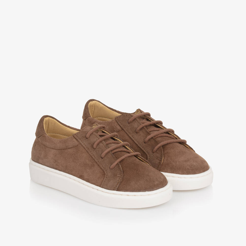 Children's Classics-Boys Brown Suede Leather Lace-Up Trainers | Childrensalon