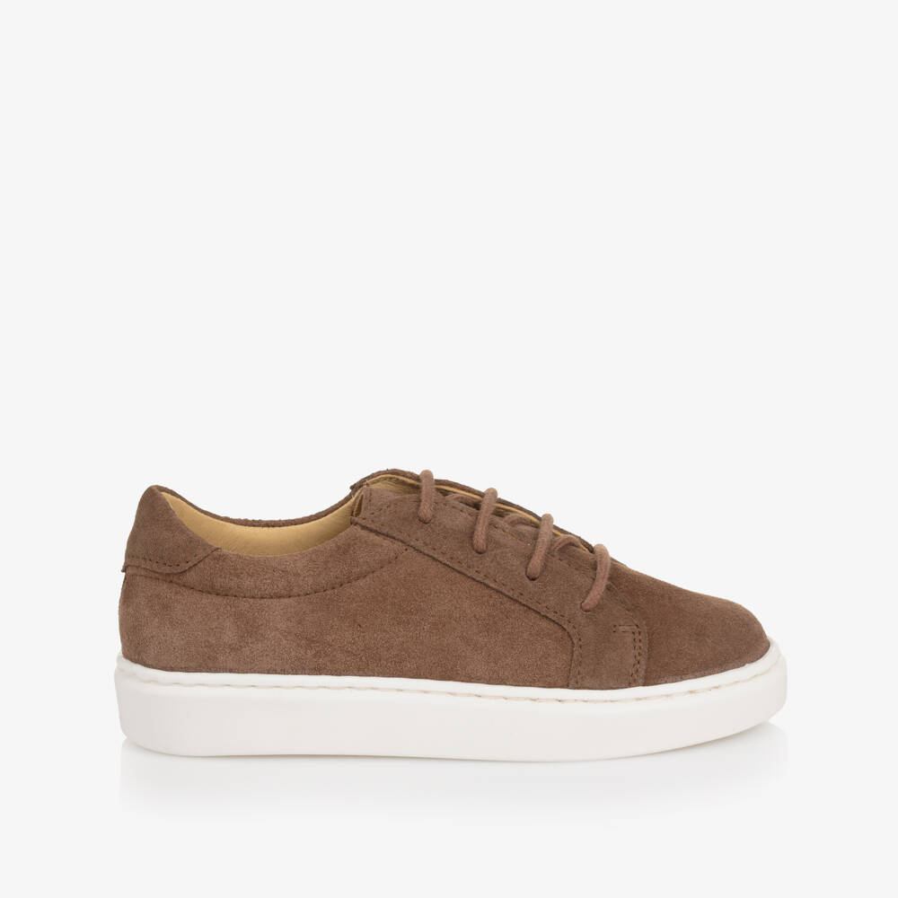 Children's Classics-Boys Brown Suede Leather Lace-Up Trainers | Childrensalon