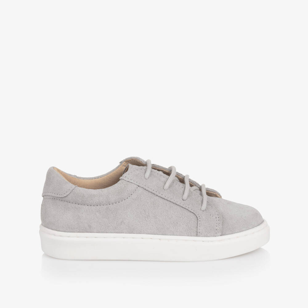 Children's Classics-Boys Grey Suede Leather Lace-Up Trainers | Childrensalon