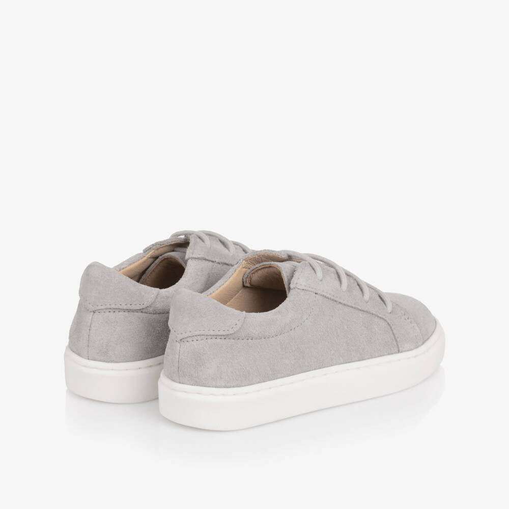 Children's Classics-Boys Grey Suede Leather Laced Trainers | Childrensalon