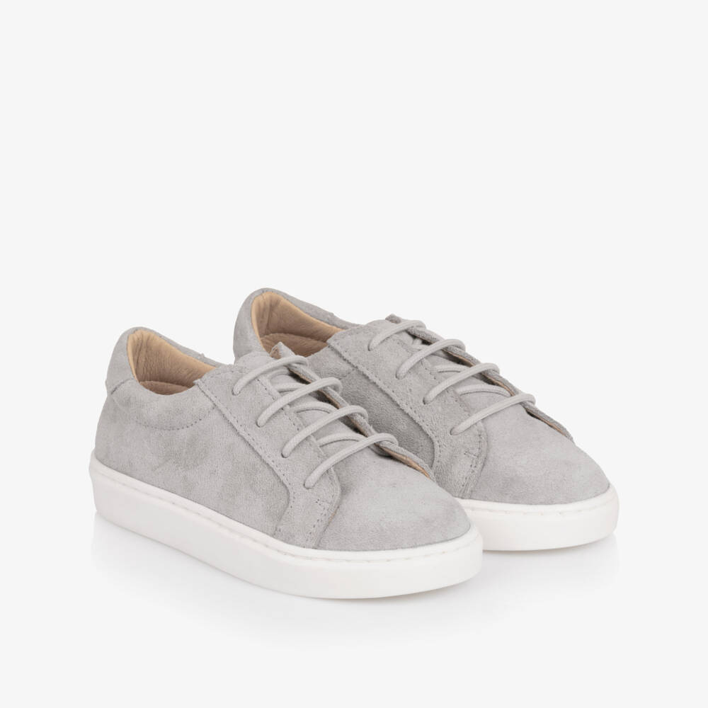 Children's Classics-Boys Grey Suede Leather Laced Trainers | Childrensalon