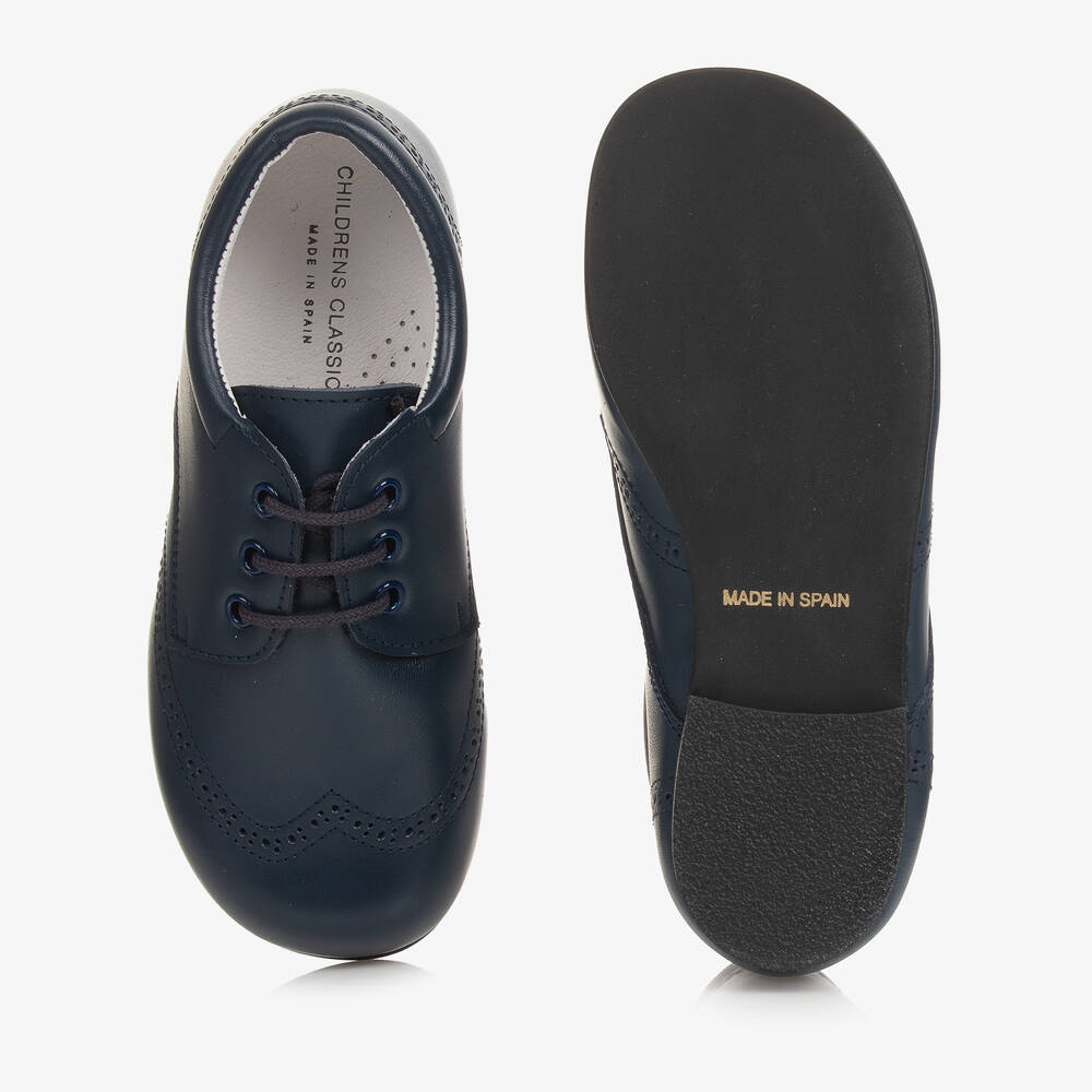 Children's Classics-Boys Navy Blue Leather Brogues | Childrensalon