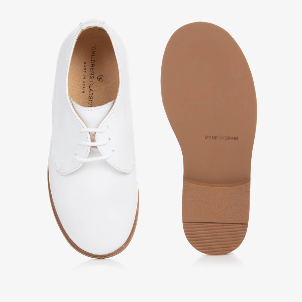 Children's Classics-Boys White Leather Shoes | Childrensalon