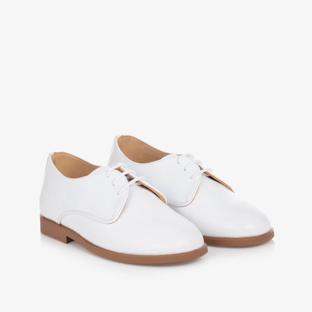 Children's Classics-Boys White Leather Shoes | Childrensalon
