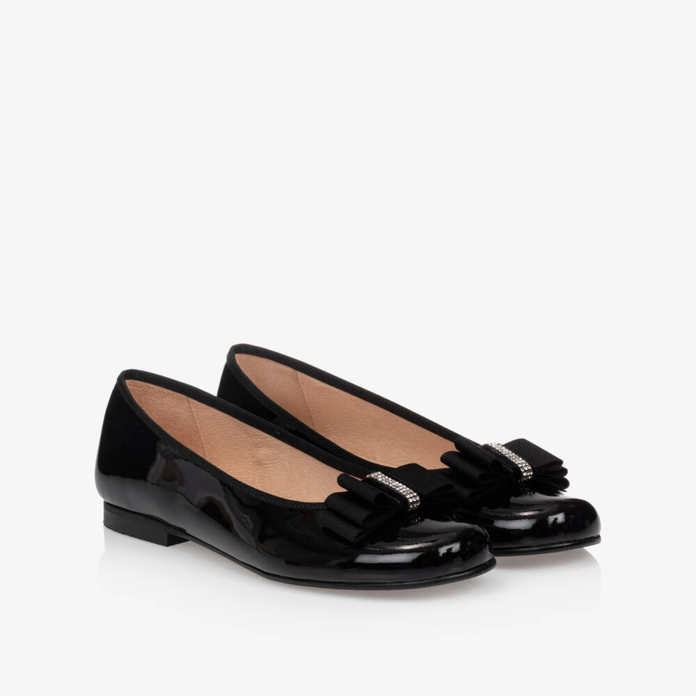 Children's Classics-حذاء باليرينا لون أسود لامع للبنات | Childrensalon
