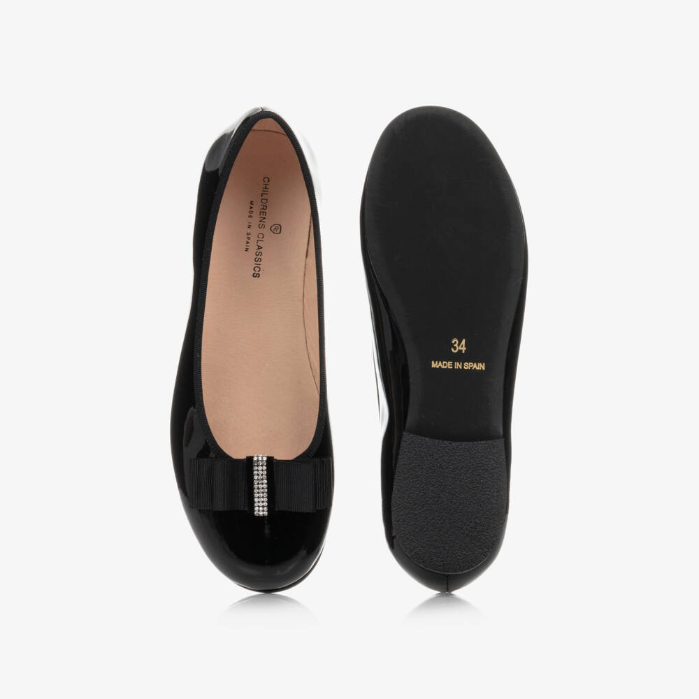 Children's Classics-Girls Black Patent Ballerina Shoes | Childrensalon