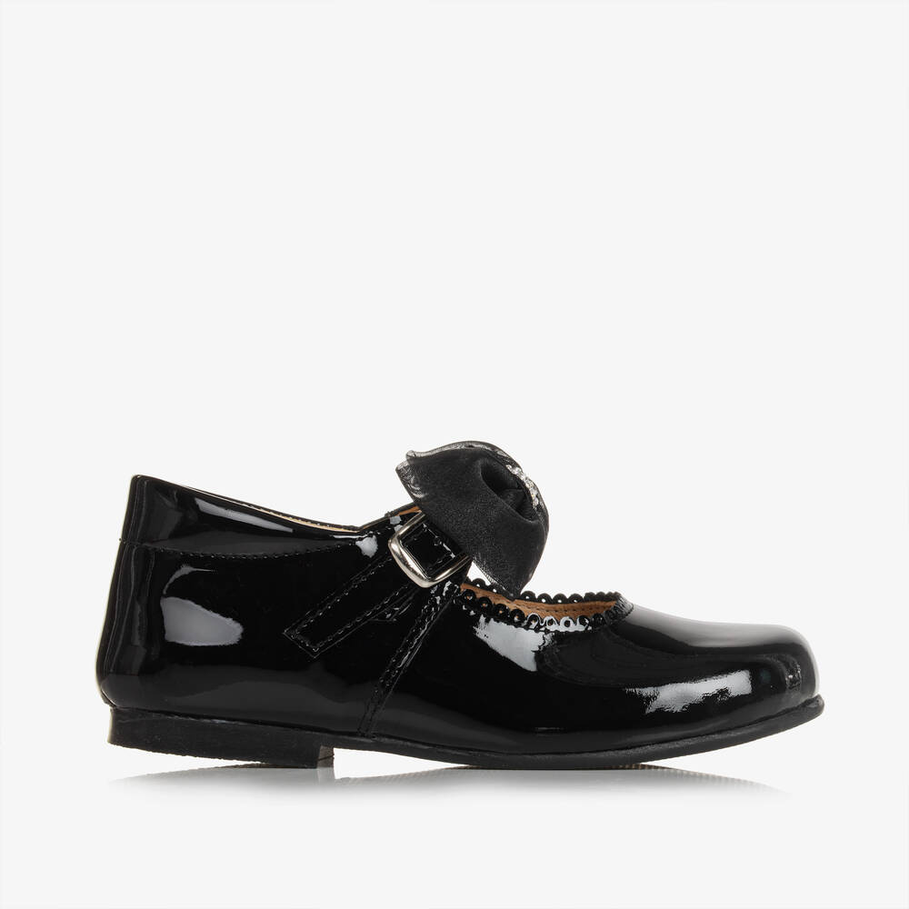 Children's Classics-Girls Black Patent Bow Shoes | Childrensalon