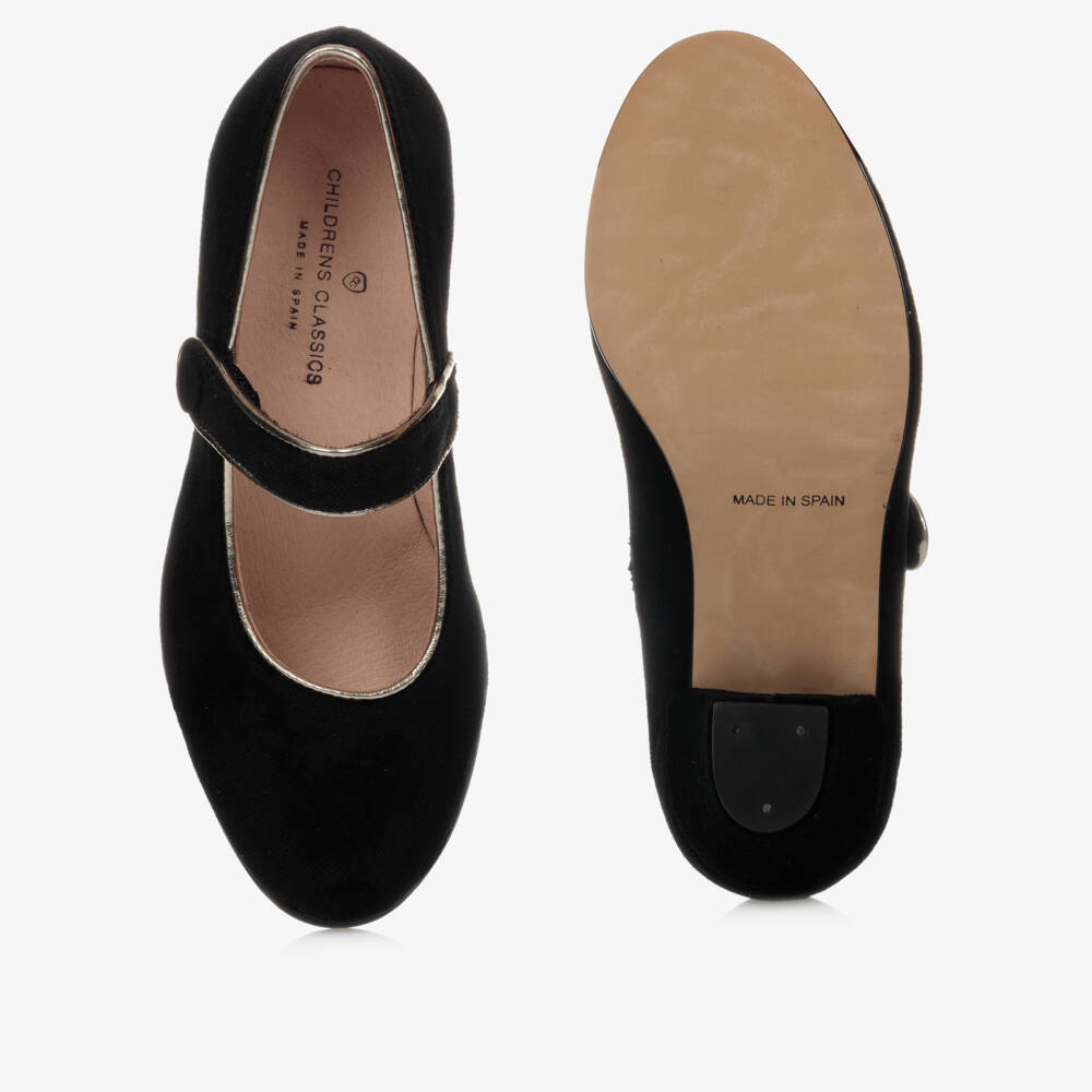 Children's Classics-Girls Black Velvet Shoes | Childrensalon