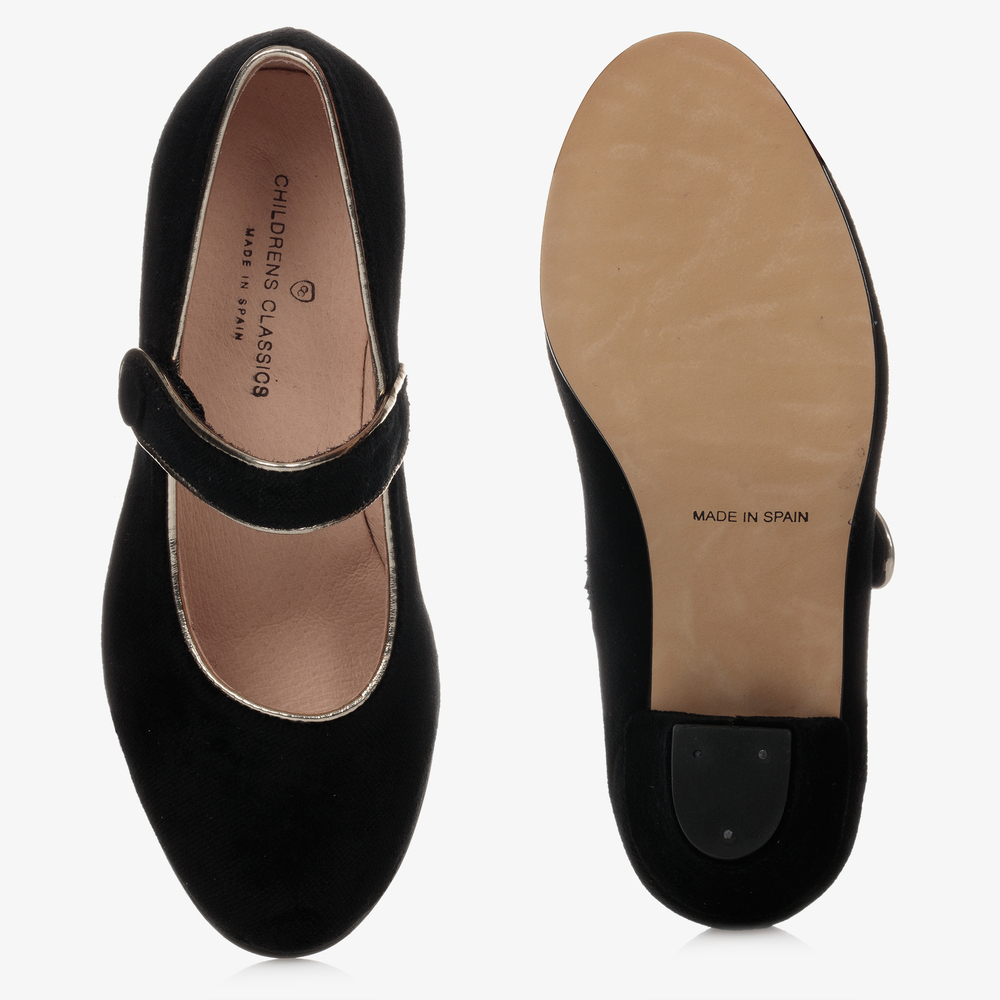 Children's Classics-Girls Black Velvet Shoes | Childrensalon
