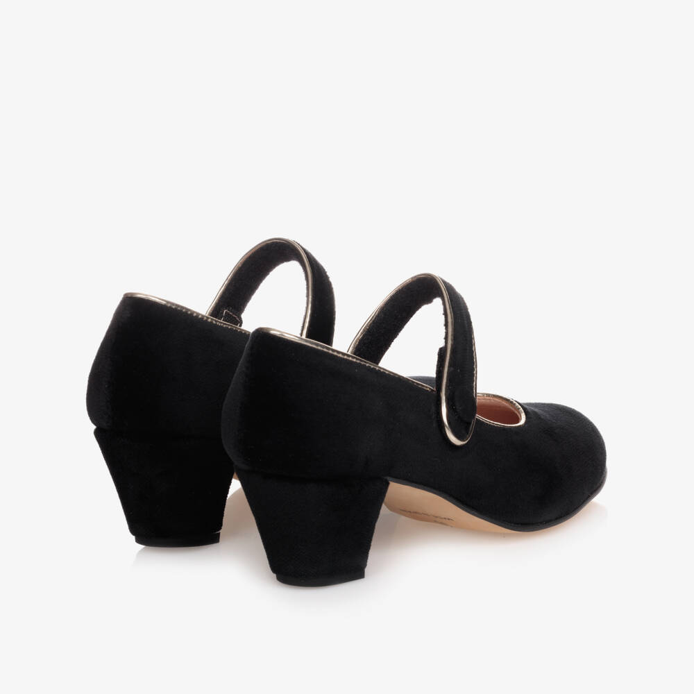 Children's Classics-Girls Black Velvet Shoes | Childrensalon
