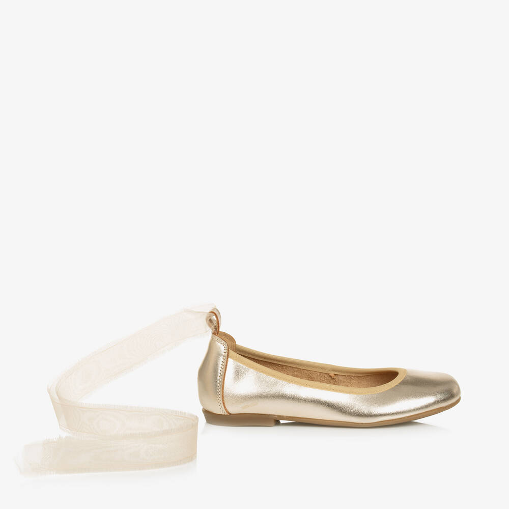 Girls Leather Ballerinas with Logo Charm