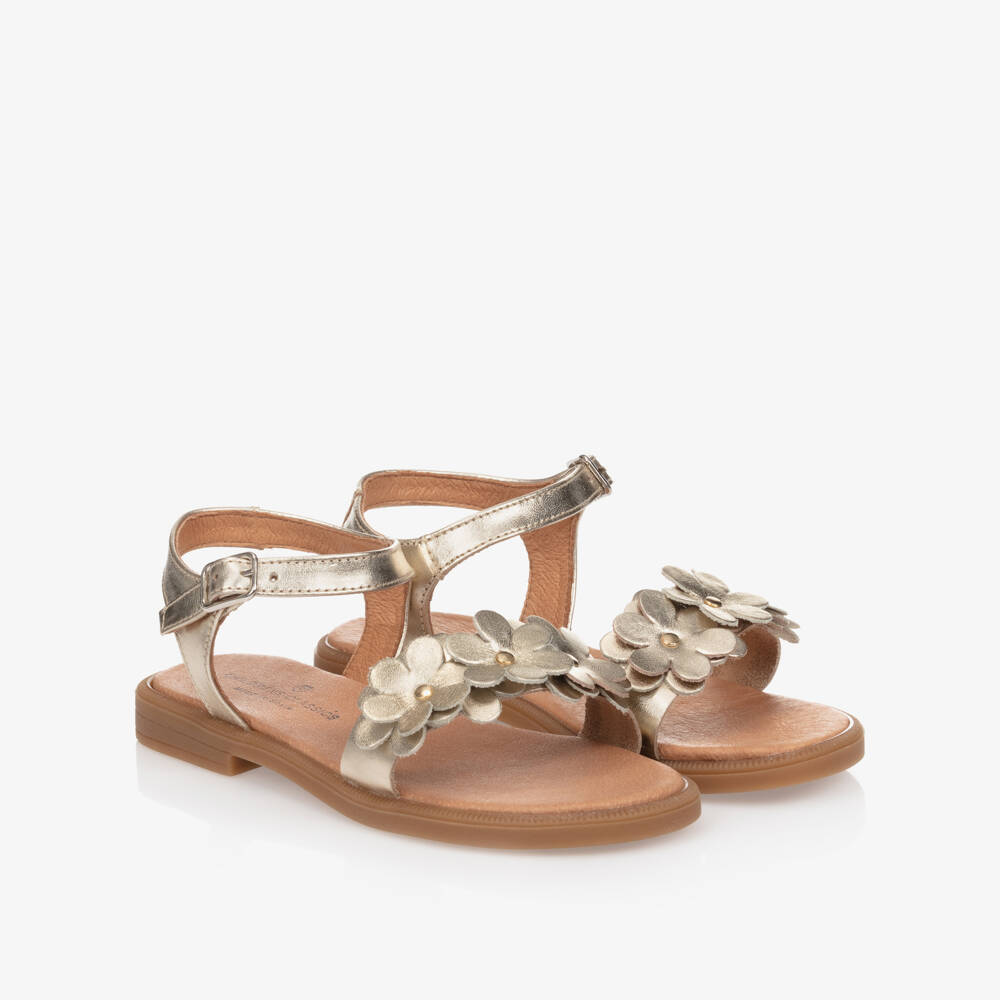 Children's Classics-Кожаные сандалии золотистого цвета для девочек | Childrensalon