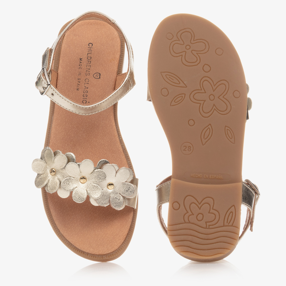 Children's Classics-صندل جلد لون ذهبي للبنات | Childrensalon