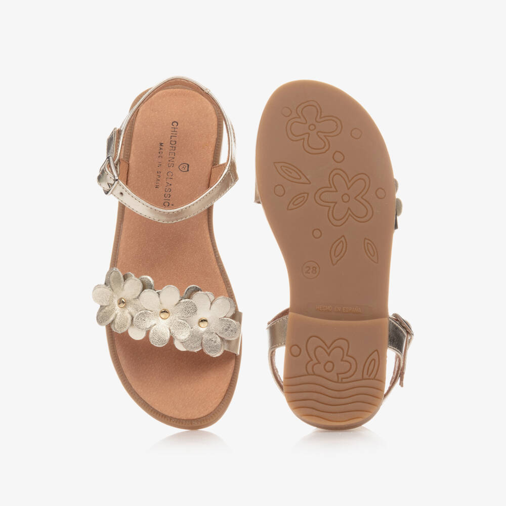 Children's Classics-Girls Gold Leather Sandals | Childrensalon
