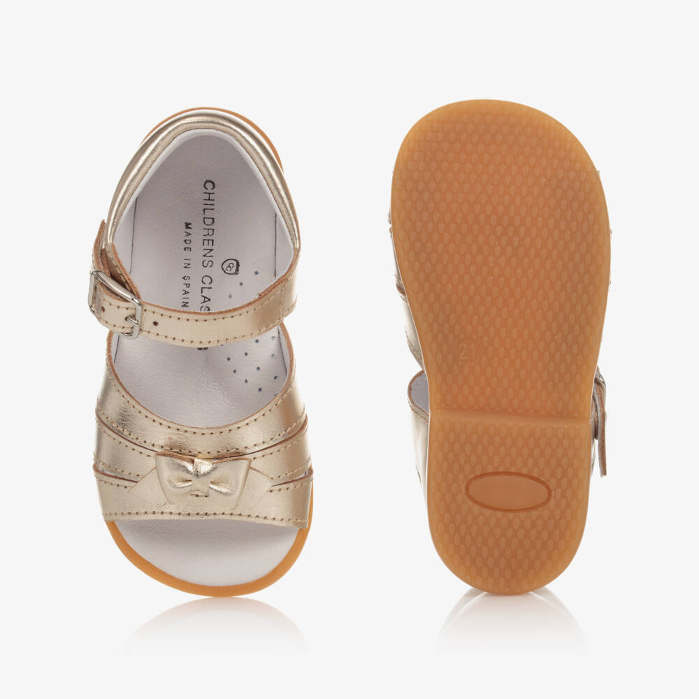 Children's Classics-Girls Gold Leather Sandals | Childrensalon
