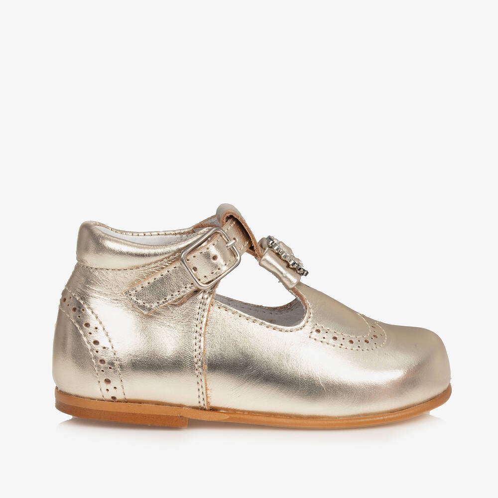 Children's Classics-Girls Gold Leather Shoes | Childrensalon