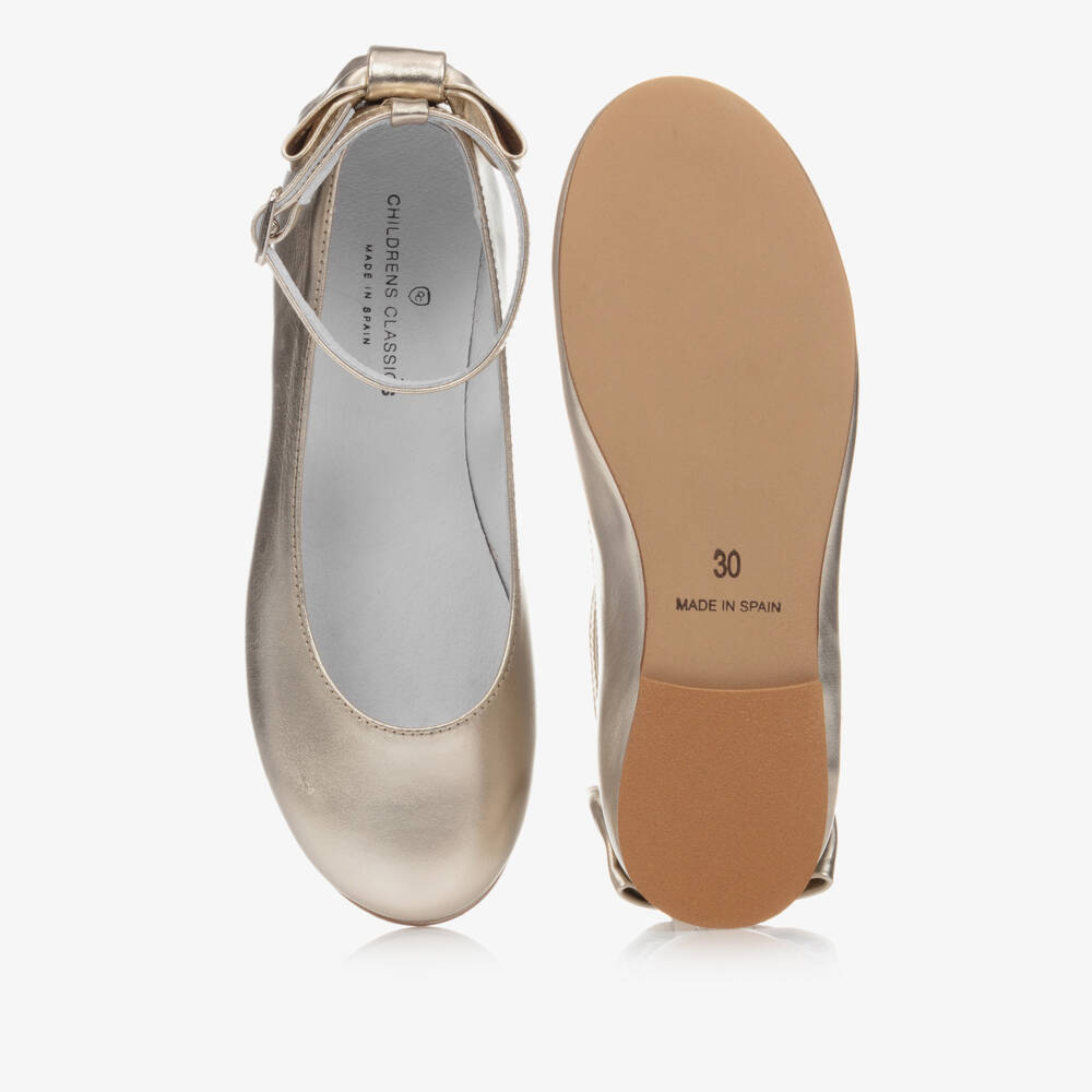 Children's Classics-Girls Gold Leather Shoes | Childrensalon