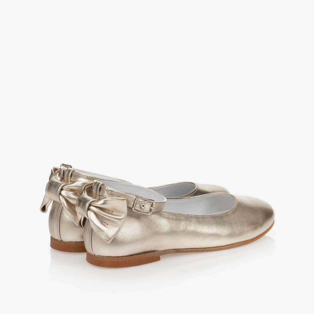 Children's Classics-Girls Gold Leather Shoes | Childrensalon