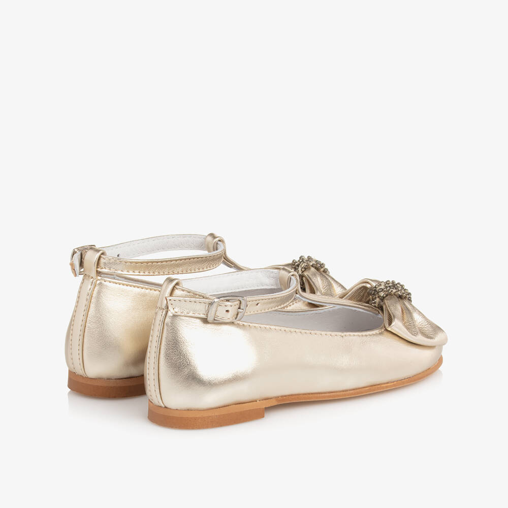 Children's Classics-Girls Gold Leather Shoes | Childrensalon