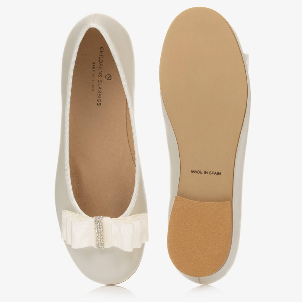 Children's Classics-Кремовые кожаные туфли-балетки | Childrensalon