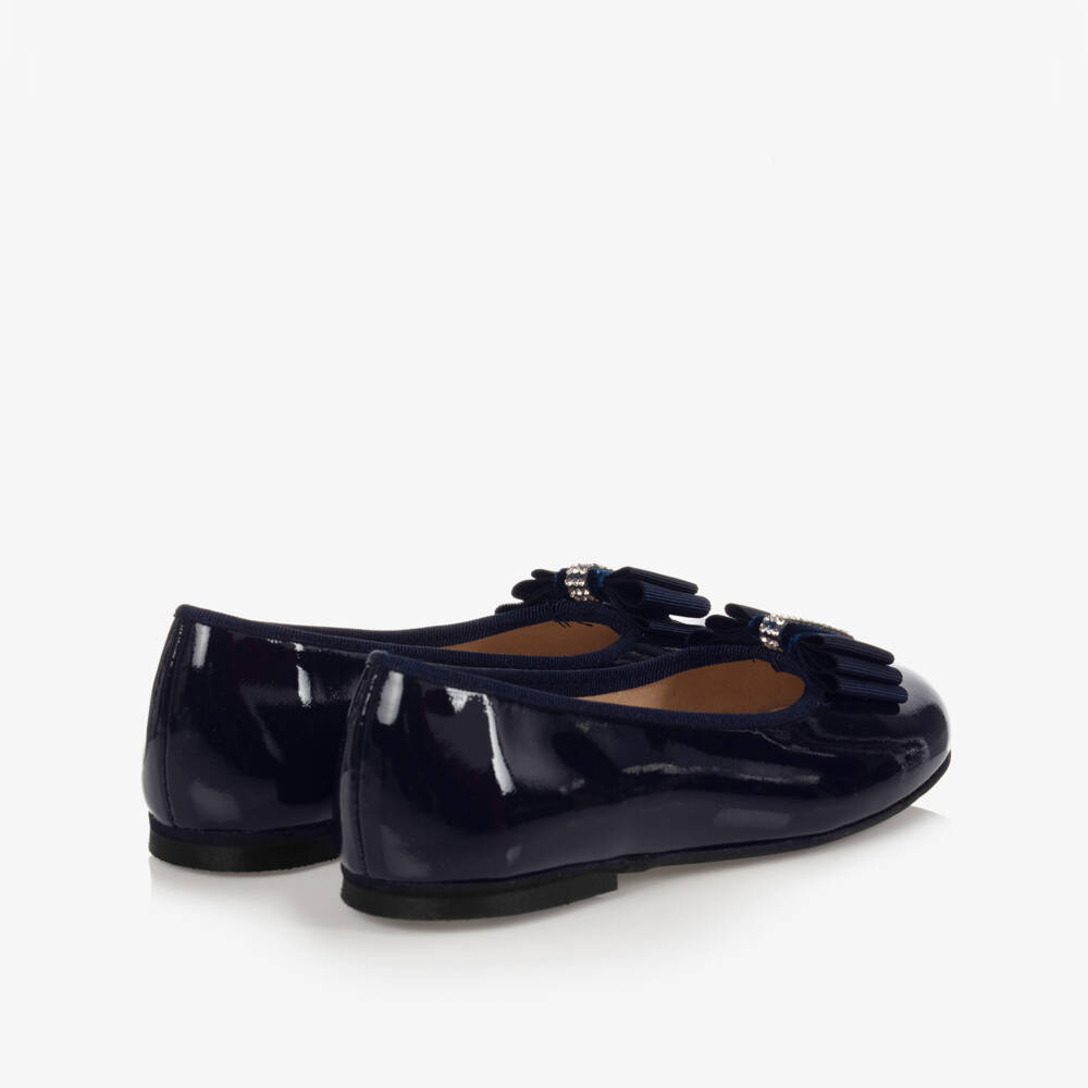 Children's Classics-Girls Navy Blue Leather Ballerina Shoes | Childrensalon
