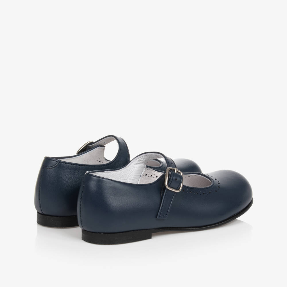 Children's Classics-Girls Navy Blue Leather Shoes | Childrensalon