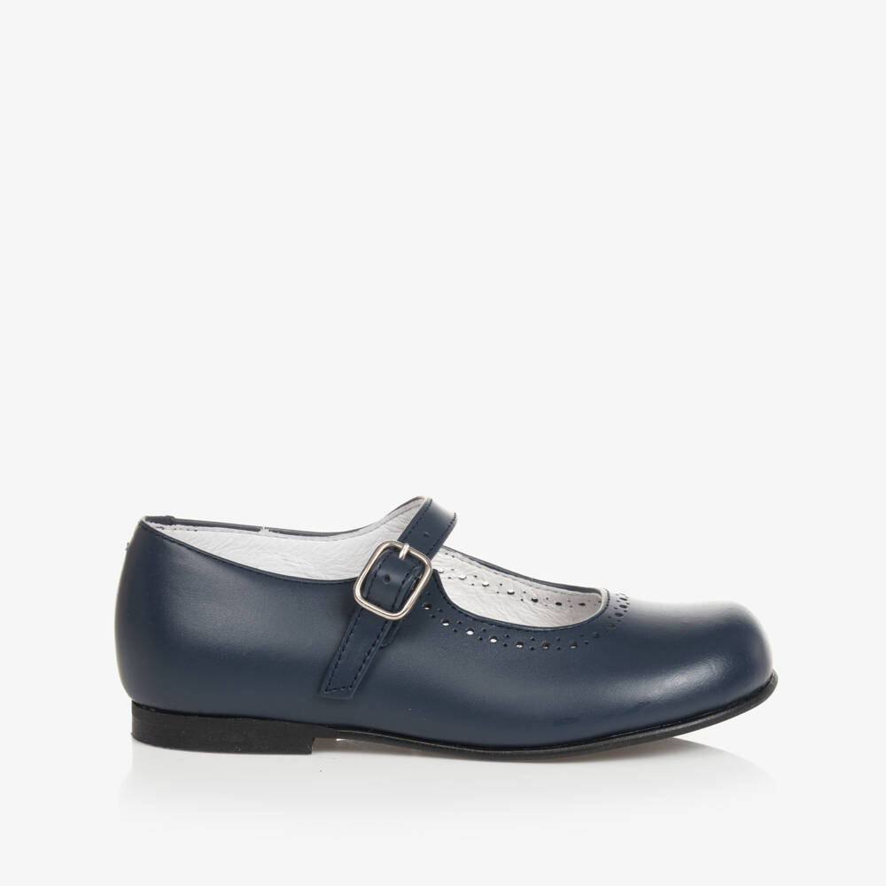 Children's Classics-Girls Navy Blue Leather Shoes | Childrensalon