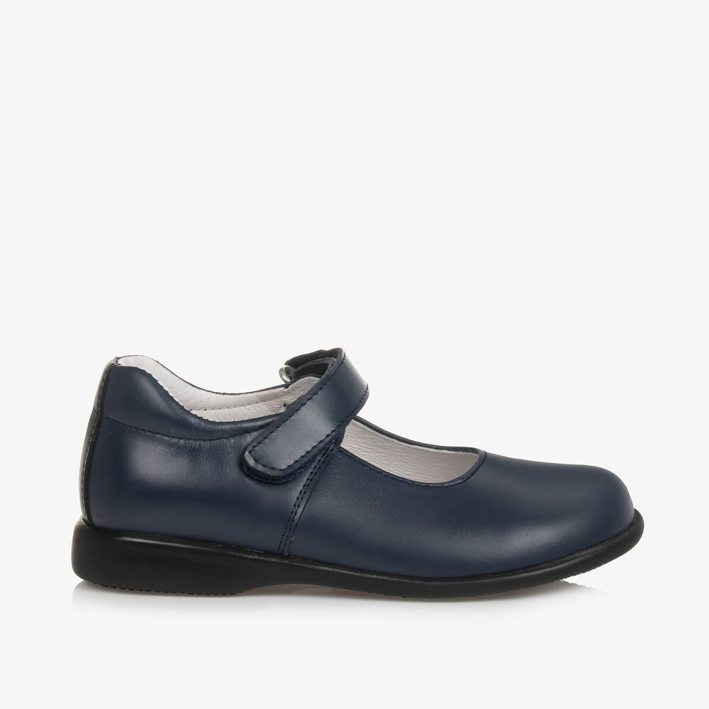 Children's Classics-Girls Navy Blue Leather Shoes | Childrensalon