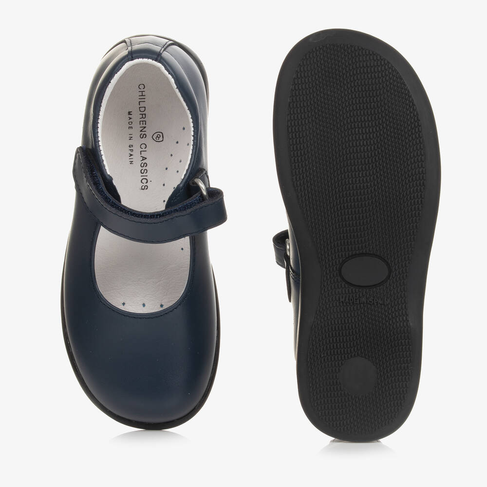 Children's Classics-Girls Navy Blue Leather Shoes | Childrensalon