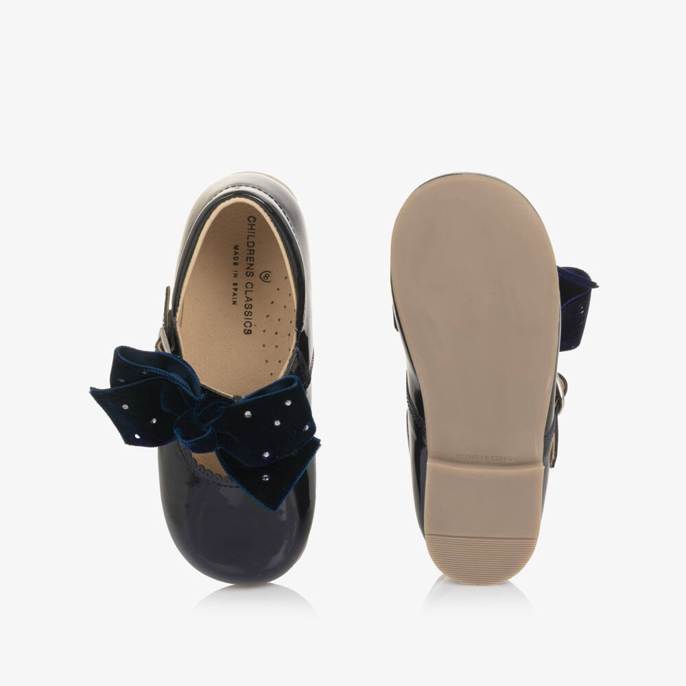 Children's Classics-Girls Navy Blue Patent Leather First Walker Shoes | Childrensalon