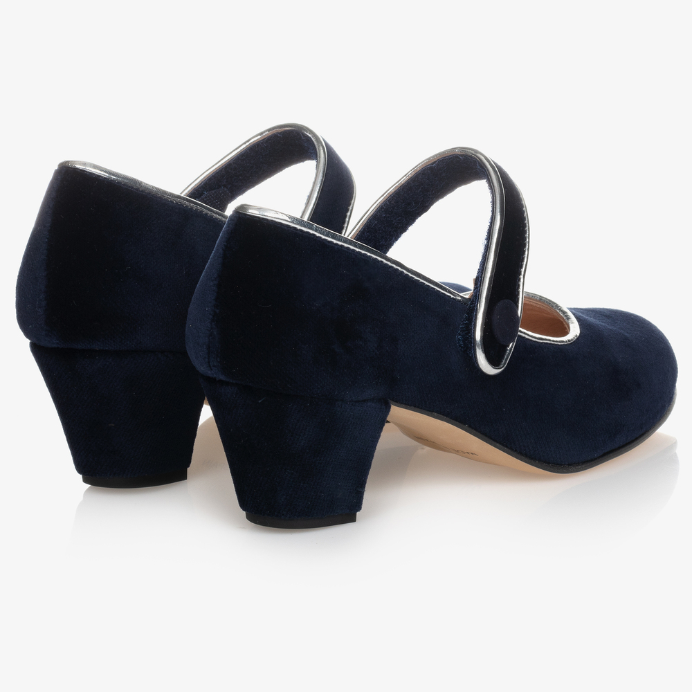 Children's Classics-Girls Navy Blue Velvet Shoes | Childrensalon