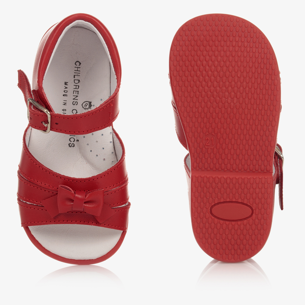 Children's Classics-Girls Red Leather Sandals | Childrensalon