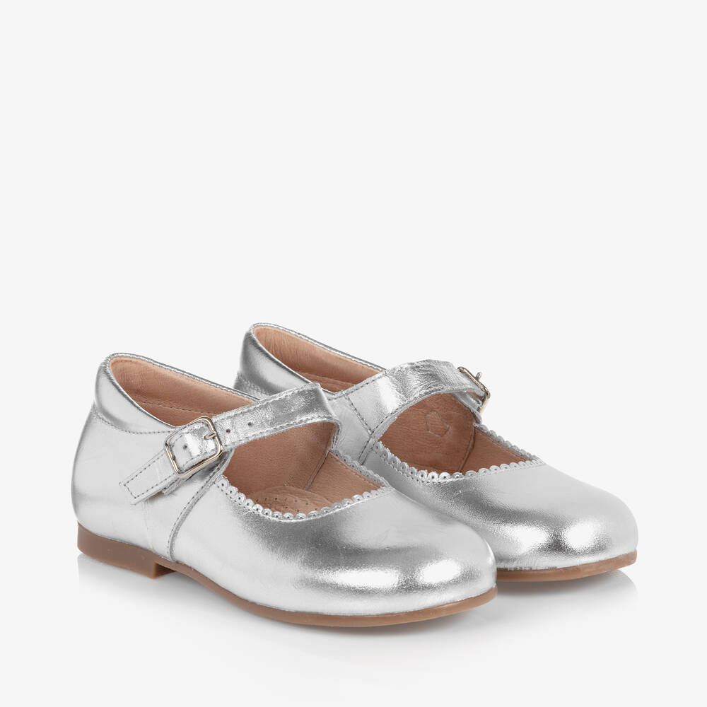 Children's Classics-Girls Silver Leather Shoes | Childrensalon