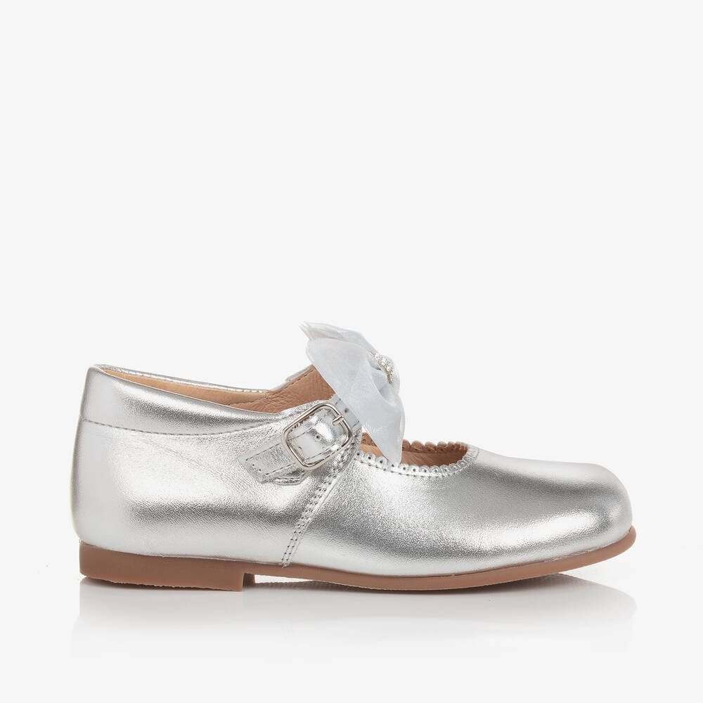 Children's Classics-Girls Silver Leather Shoes | Childrensalon