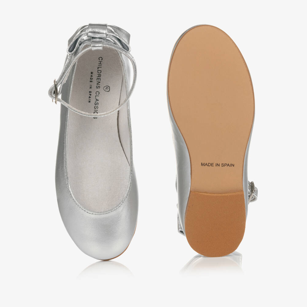 Children's Classics-Girls Silver Leather Shoes | Childrensalon