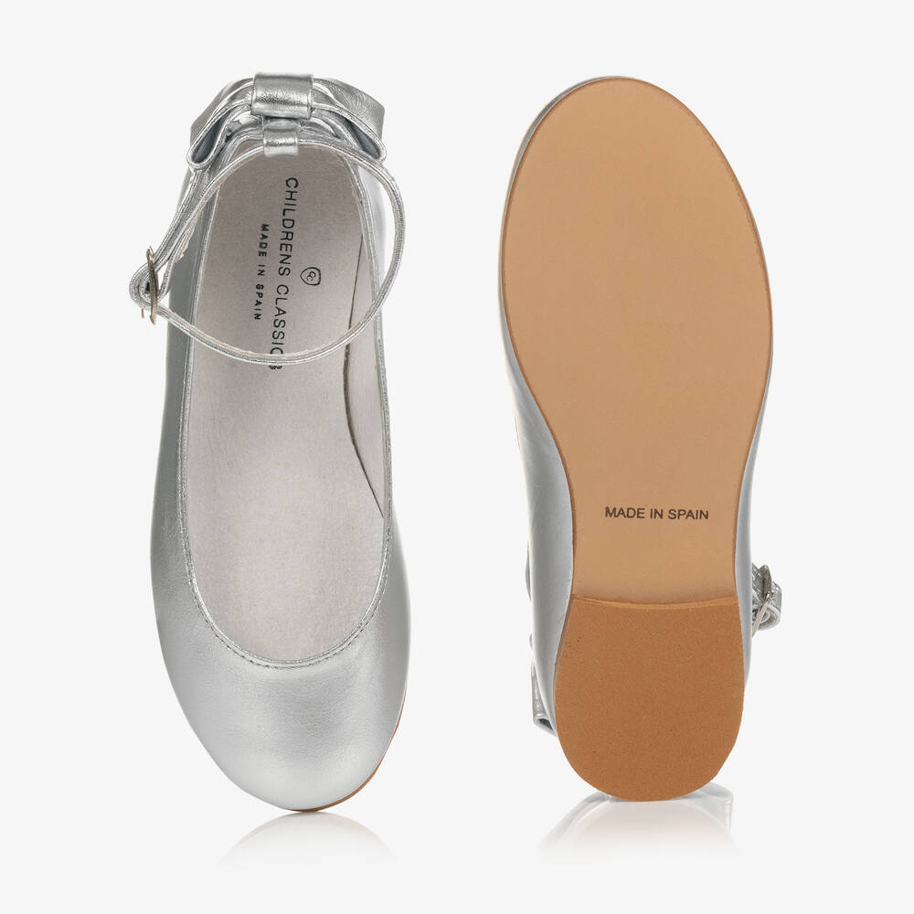 Children's Classics-Girls Silver Leather Shoes | Childrensalon
