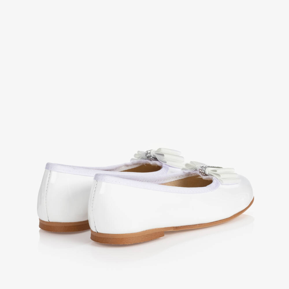 Children's Classics-Girls White Leather Ballerina Shoes | Childrensalon