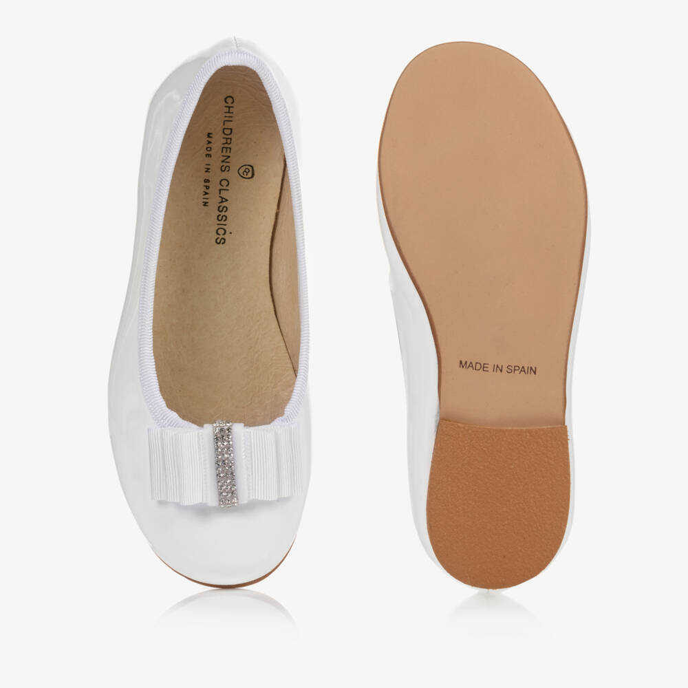 Children's Classics-Girls White Leather Ballerina Shoes | Childrensalon