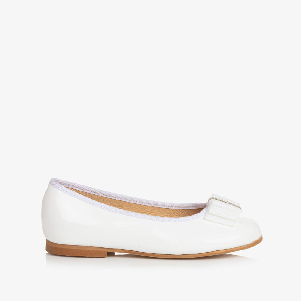 Children's Classics-Girls White Leather Ballerina Shoes | Childrensalon