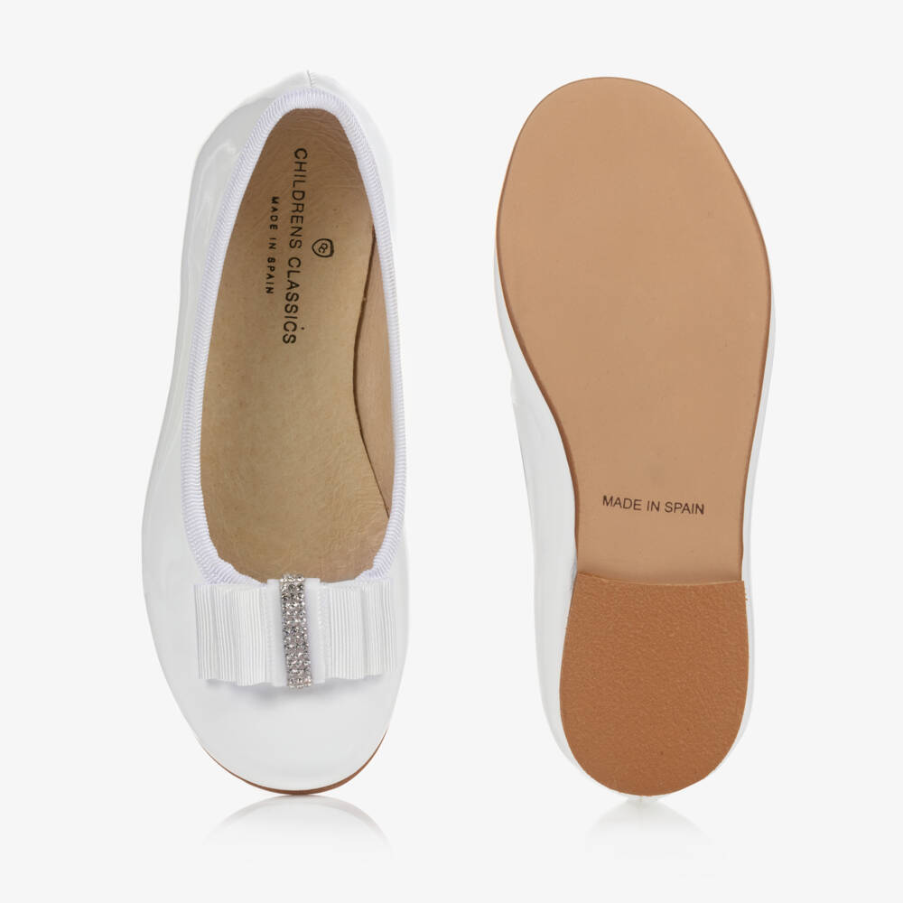 Children's Classics-Girls White Leather Ballerina Shoes | Childrensalon