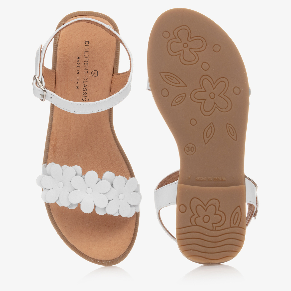 Children's Classics-Girls White Leather Sandals | Childrensalon