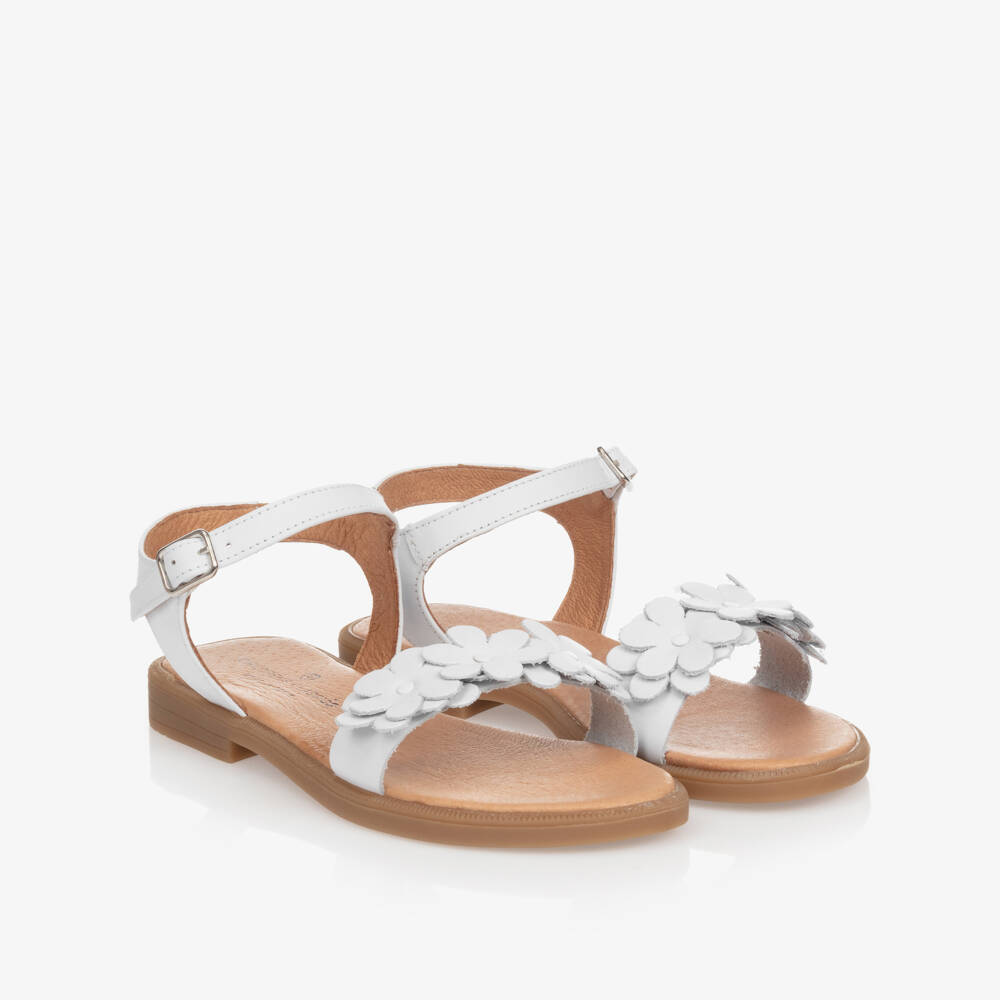 Children's Classics-Кожаные сандалии белого цвета для девочек | Childrensalon